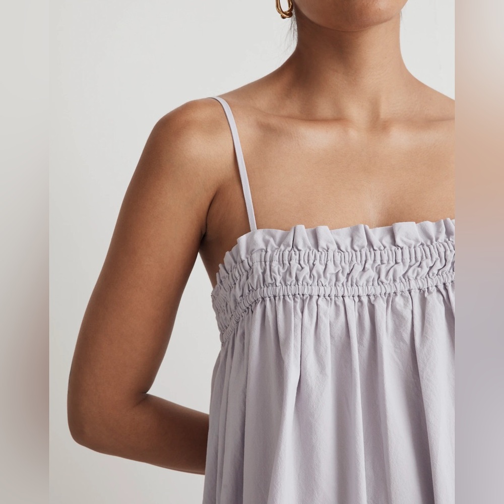 Madewell Lavender Poplin Ruffle A-Line Midi Dress - Picture 3 of 7